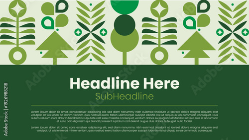 Green Leaf Leaves Abstract Pattern Web Banner Design for Promotion and Marketing with Retro Theme Template Design for Branding, Poster, Web background, Social Media Post and has space to write text