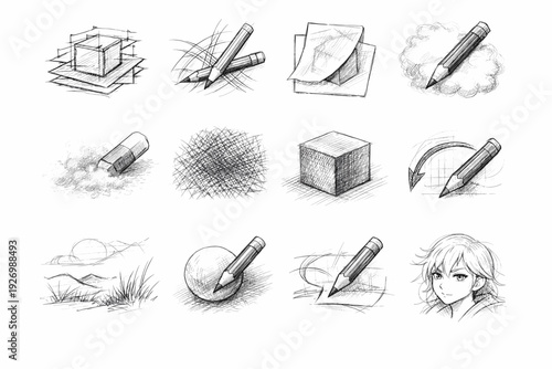 Overlay icon gentle revision tonal pencil vector simple redraw image cloud generation