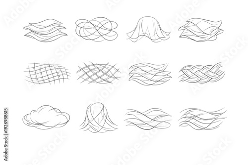 Weave simple line generation image shroud smooth vector fabric pale calm icon