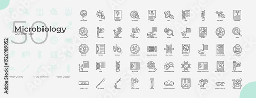 Microbiology Line Editable Icons set