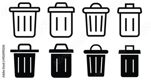 Bin symbol icon set