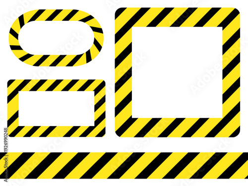 Yellow and black striped frame shapes