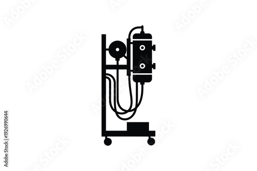 Medical dialysis machine silhouette icon - Hemodialysis equipment for hospital patient care