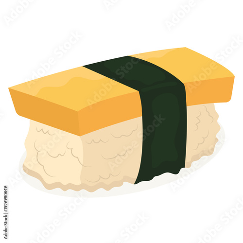 Egg tamago sushi vector drawing.