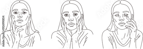 Three quarter face portraits of women with long hair