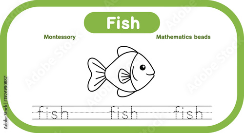 Fish tracing worksheet for kids. Educational activity