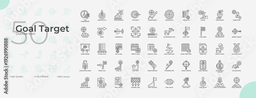 Goal Target Line Editable Icons set