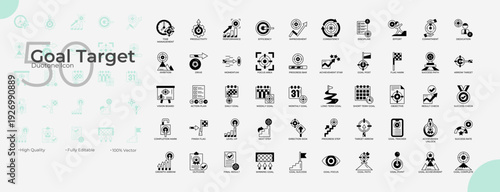 Goal Target Duotone Editable Icons set