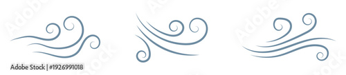 wind icon. wind icon set in blue design vector line art illustration in white background