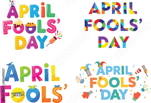 April fools' day colorful typography and design elements
