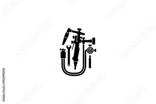 Welding Torch Icon: A sleek, minimalistic illustration of a welding torch, showcasing the precision and power of industrial artistry.