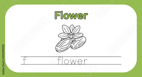 Flower coloring page for kids. Educational worksheet.