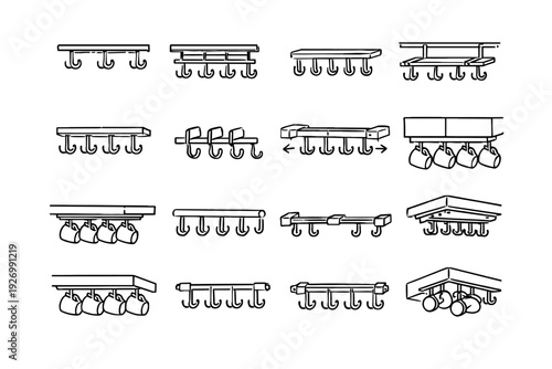Mug option kitchen rack vector system concept neat modular icon interchangeable modules