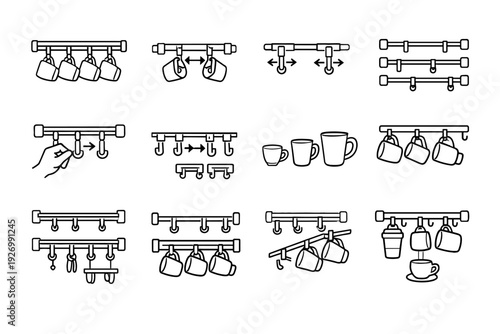 Design icon cup mounted hook modules configuration vector modern adaptability wall outline