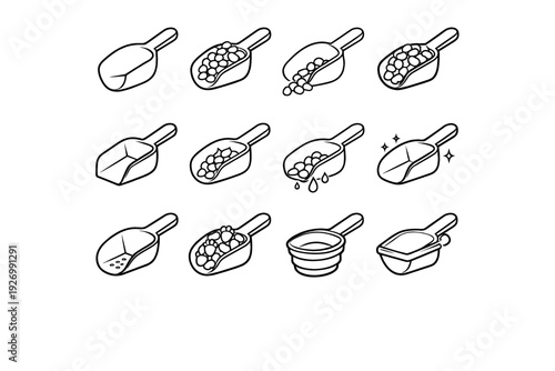 Pet hygienic scoop edges outline solution coating icon vector surface food