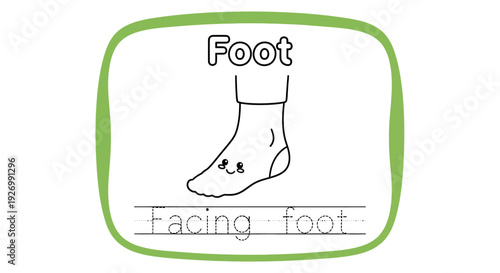 Foot coloring page for kids, anatomy learning
