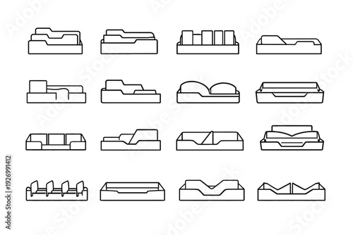 Outline vector drawer compact minimalist silhouette minimal bulk form icon divider