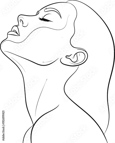 A sketch of a woman with her head tilted back