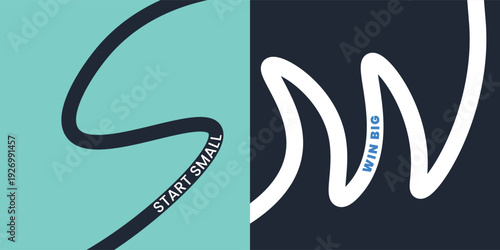 Motivational road to success concept, start small win big