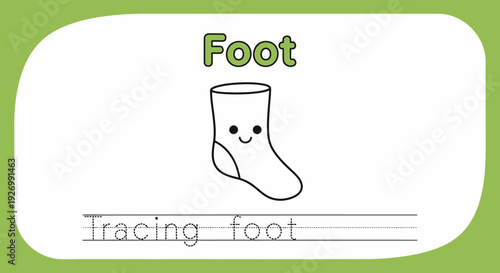 Foot tracing worksheet for kids with cute sock