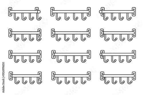 Hanger hanging vector interior compact form footprint wall icon reinforced clean mounted