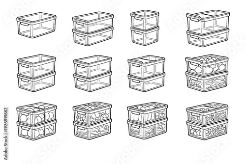 Ergonomic fridge kitchen flat handle stackable slot icons tool icon design edges