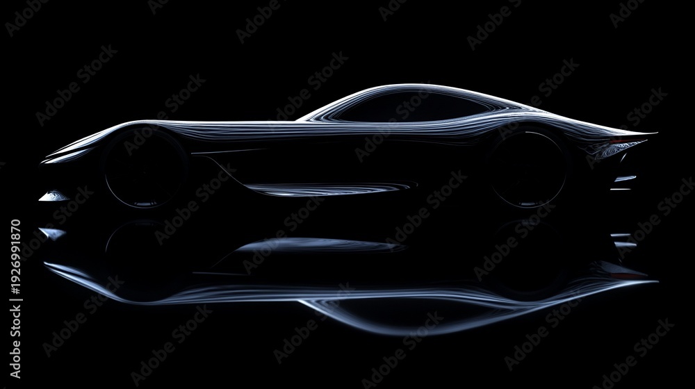Naklejka premium Illuminated Silhouette of a Sleek Automobile