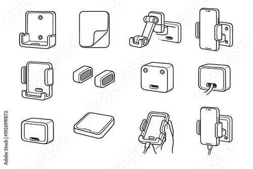 Rectangular mount safety wall rounded icon support arm housing lightweight body phone