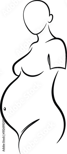 Pregnant woman simple line drawing