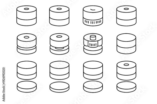 Flat vector motor cordless geometry mini opening vacuum outline icon circular silhouette