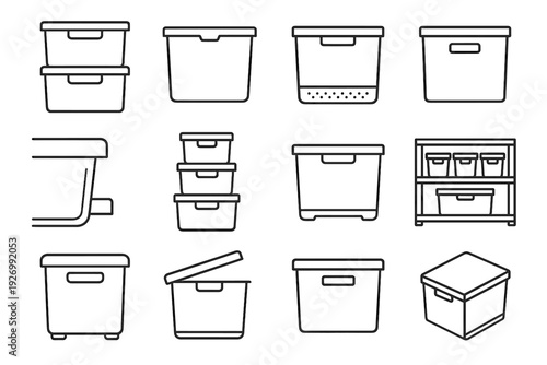 Stackable icons structured bottom plate box icon design vector storage portable