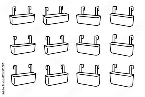 Utility functional organizer geometry container arms over door storage form look icon
