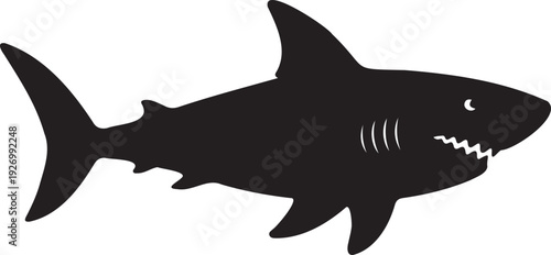 Shark silhouette with sharp teeth vector icon
