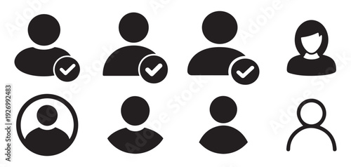 Verified user profile icons with checkmark symbol for trust and security. vector illustration eps 10
