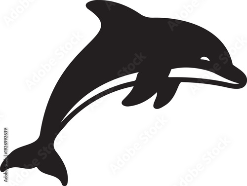 Dolphin leaping silhouette flat vector icon
