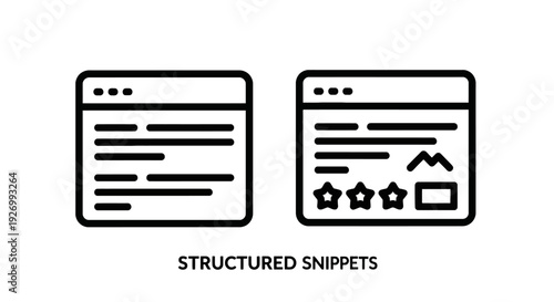 Structured Snippets and Enhanced Search Results SEO Vector Icons for Online Visibility