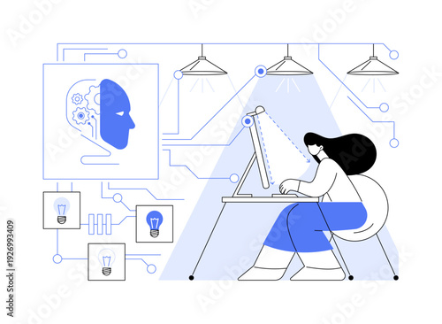 Smart Office Lighting for Productivity abstract concept vector illustration.