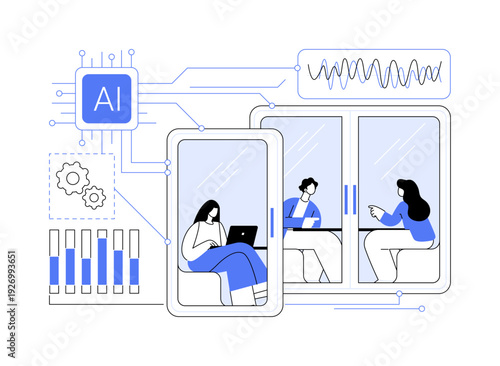 Noise-Canceling Office Pods abstract concept vector illustration.