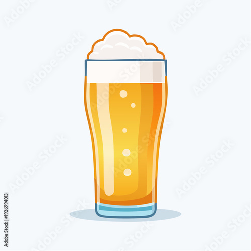 Vibrant illustration of a refreshing golden beverage with a frothy head in a clear glass, perfect for celebrations