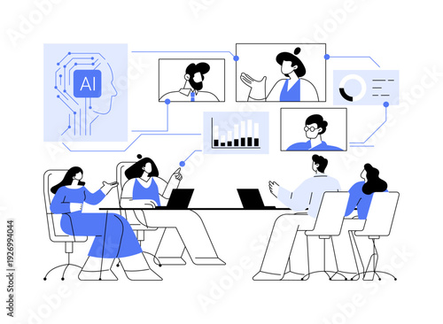 Smart Meeting Rooms with AI Assistance abstract concept vector illustration.