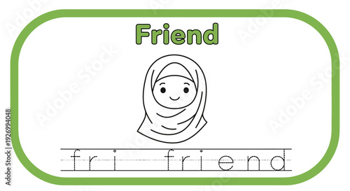 Friend tracing worksheet for kids learning