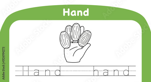 Handwriting practice for kids: Hand illustration