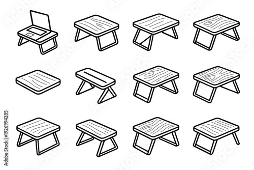 Outline riser silhouette design modern vector form foldable icon functional icons