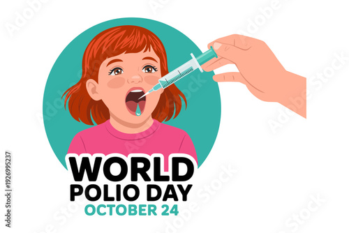 A young girl receiving a polio vaccine on World Polio Day