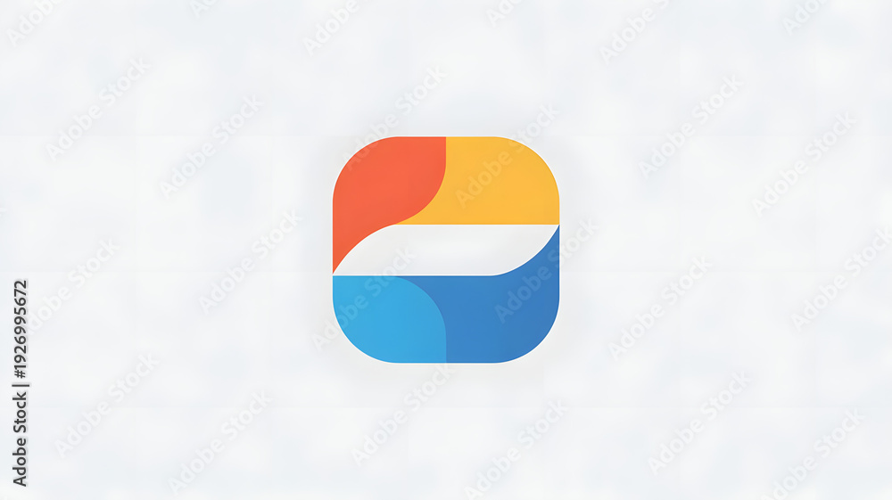 Naklejka premium Minimalist App Icon Design, Abstract Shapes, Modern Digital Symbol, Bright Colors, Clean UI