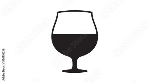 Minimalist Black Vector Silhouette of a Snifter Style Brandy or Cognac Glass Isolated on White Background