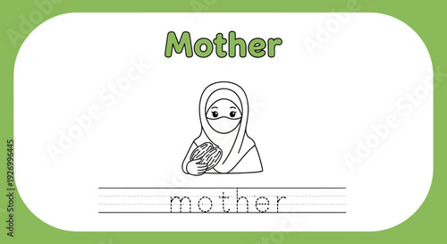 Mother tracing worksheet for kids learning