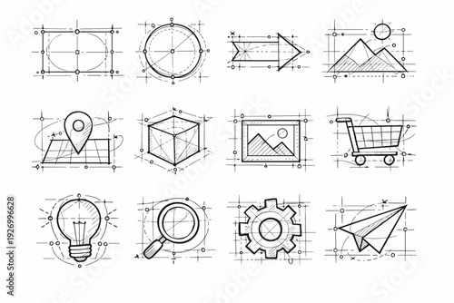 Icon kind generation image guide human alignment trace markers simple calm vector