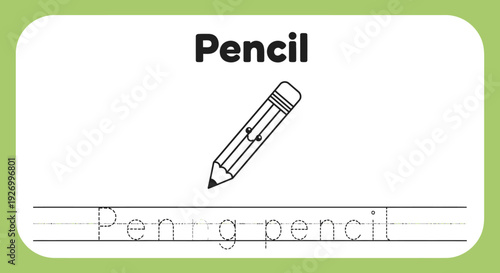 Pencil coloring page for kids, educational worksheet