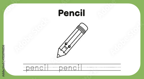 Pencil tracing worksheet for kids learning to write